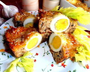 Воскресное мясное кольцо с печенью и грибами