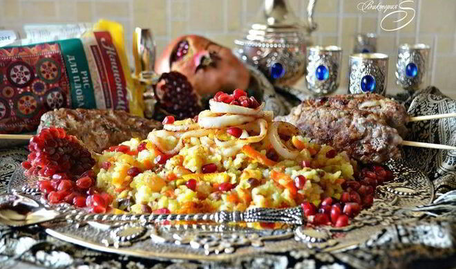 Королевский персидский плов с люля-кебабом из баранины