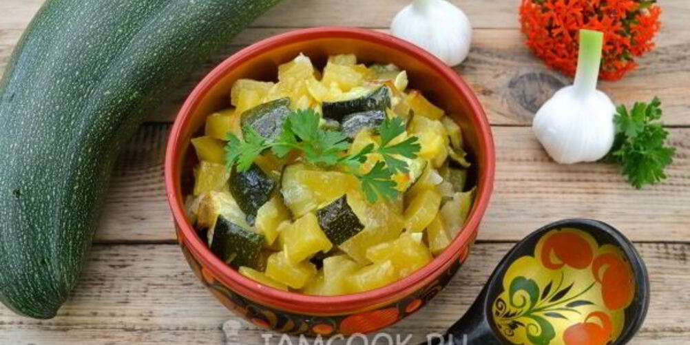 Рецепт постного рагу из кабачков с картошкой в мультиварке