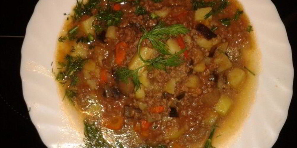 Рецепт рагу из баклажанов с фаршем