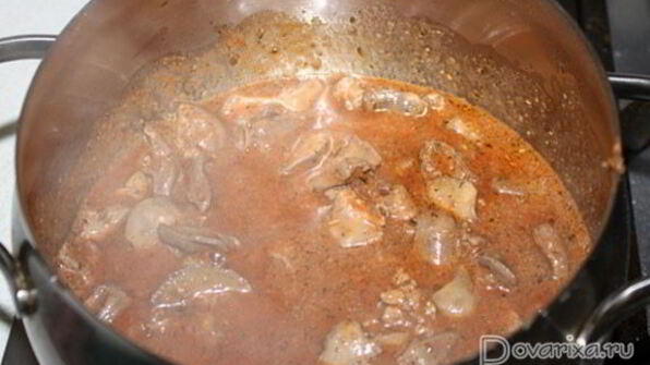 рагу из потрошков курицы