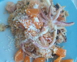 Ризотто из морепродуктов с кокосом