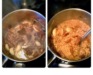 Ризотто из перловой крупы с белыми грибами