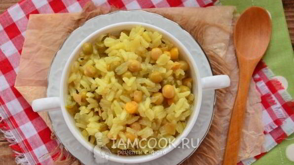 ризотто с кукурузой и горошком