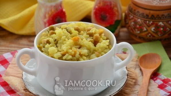 ризотто с кукурузой и горошком