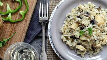 Ризотто с шампиньонами и куриным филе