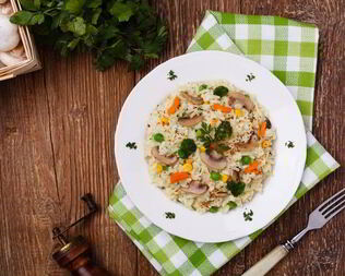 Ризотто с шампиньонами и овощами