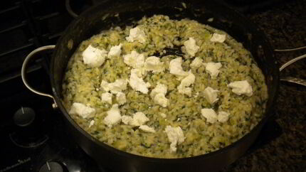 Ризотто со шпинатом и козьим сыром