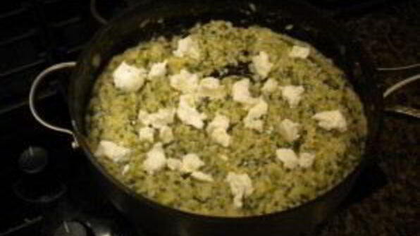 ризотто со шпинатом и козьим сыром