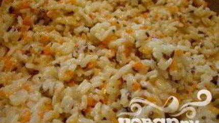 Сливочное ризотто с кубиками овощей и семенами льна