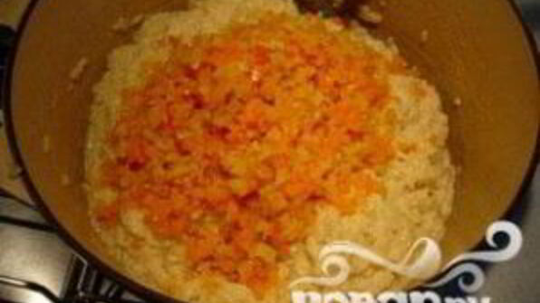 сливочное ризотто с кубиками овощей и семенами льна