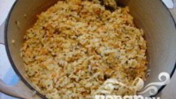 сливочное ризотто с кубиками овощей и семенами льна