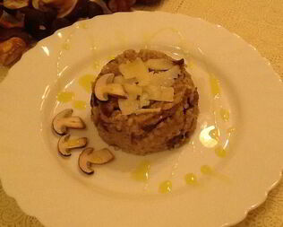 Сливочное ризотто с польскими грибами и пармезаном