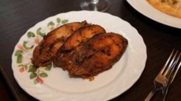 горбуша в сливочно-чесночном соусе