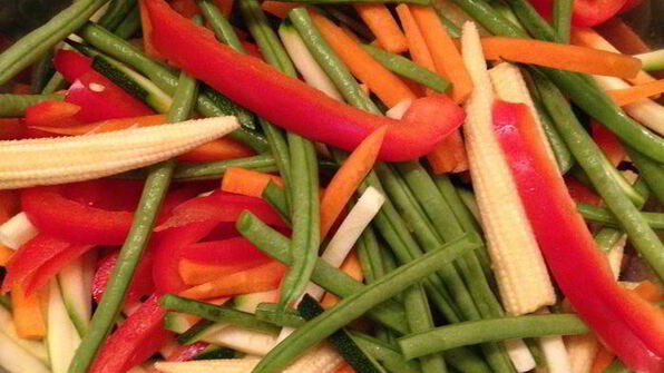 креветки с овощами