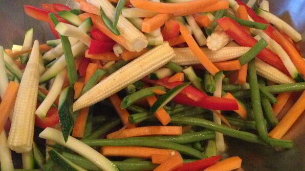 креветки с овощами