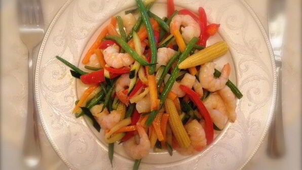 креветки с овощами