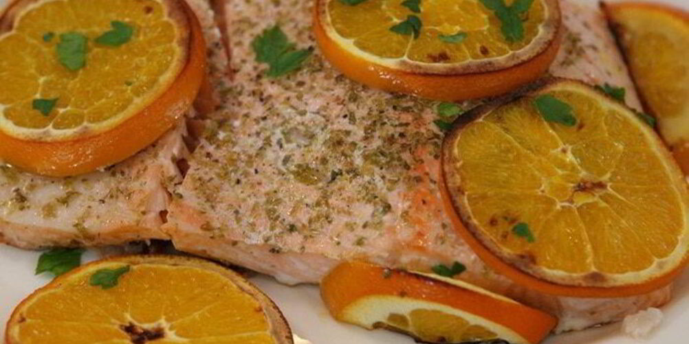 Рецепт семги, запеченной с апельсинами