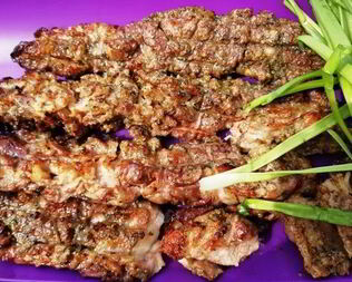 Шашлык из бекона мраморной говядины