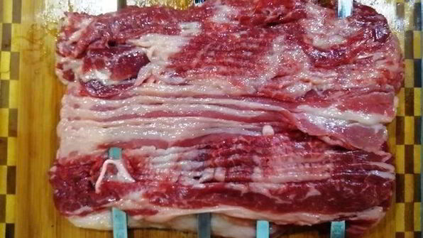 шашлык из бекона мраморной говядины