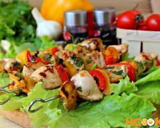 Шашлык куриный с овощами