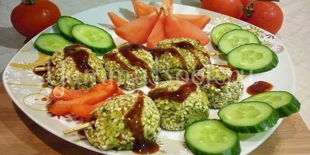 Рецепт зеленых сырно-картофельные шашлычки на шпажках