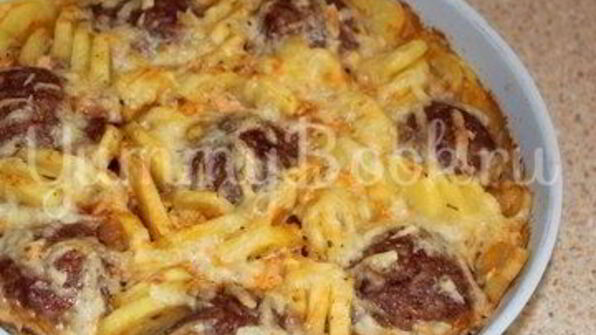 тефтели запеченные с картофелем