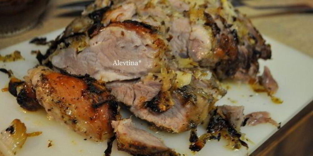 Рецепт жаркого из свинины с луком, чесноком и цитрусом