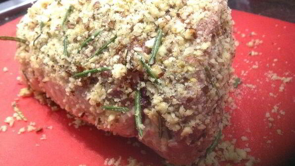 жаркое из свинины в орехово-горчичной панировке