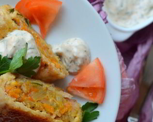 Зразы с пшеничной кашей и овощами