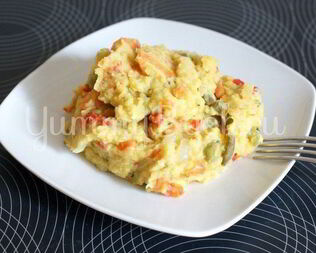 Чечевичная каша с мясом и овощами в мультиварке