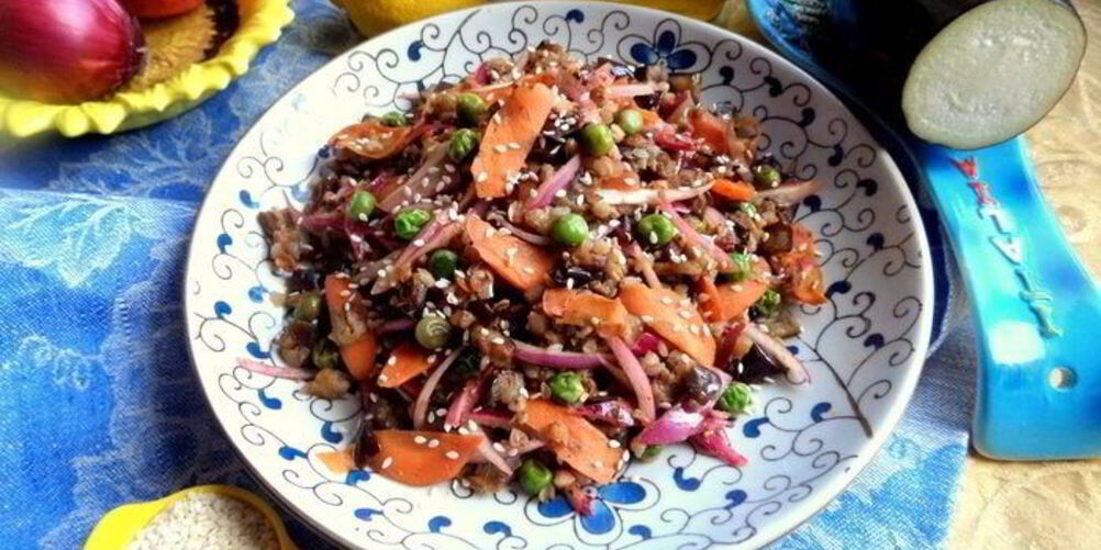 Рецепт гречки с баклажаном и морковкой