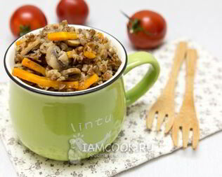 Постная гречка с грибами