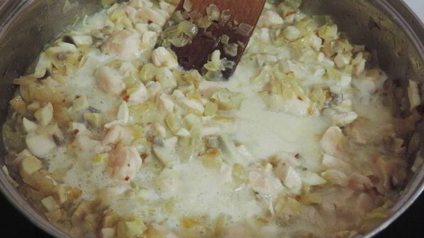 сливочная гречка с грибами и курицей