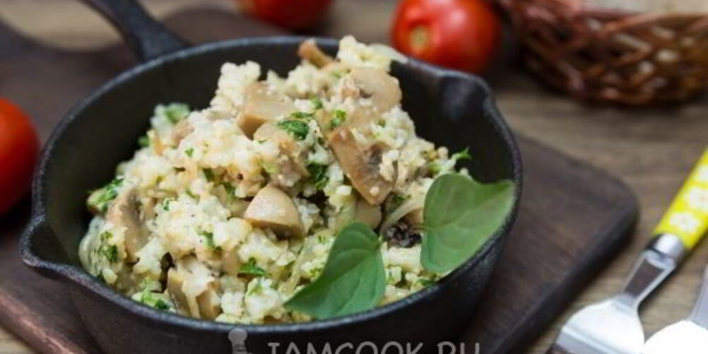 Рецепт пшеничной каши с грибами и жареным луком