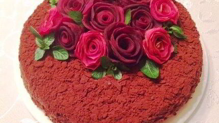 Наполеон с горьким шоколадом, кофе и миндальной пастой