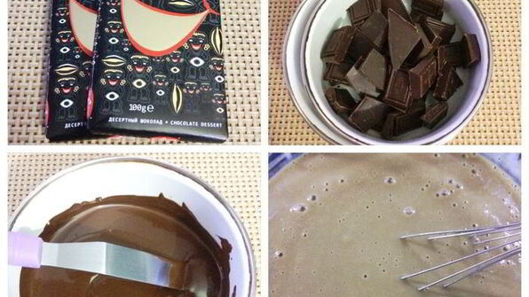 наполеон с горьким шоколадом, кофе и миндальной пастой