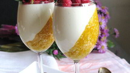 Панна котта с тыквенно-злаковым коктейлем