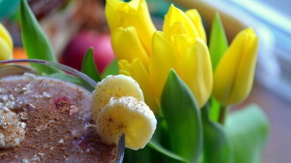 смузи с бананом и малиной