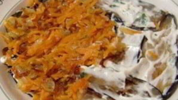 горячий салат с баклажанами