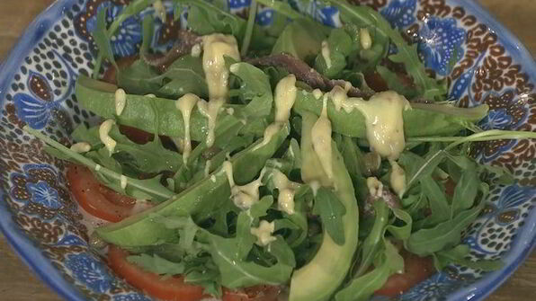 картофельный салат с авокадо и домашним майонезом