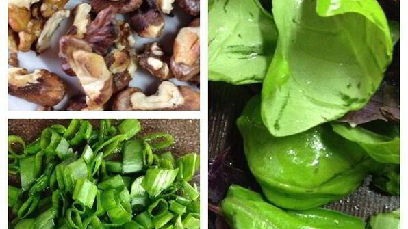 картофельный салат с грецким орехом и базиликом