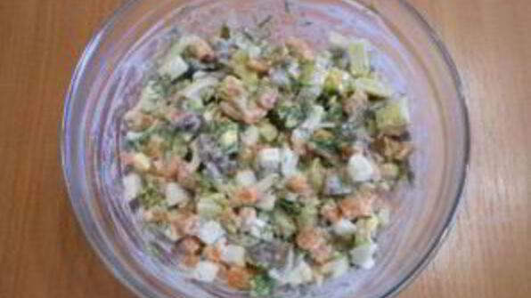 салат с картошкой и грибами