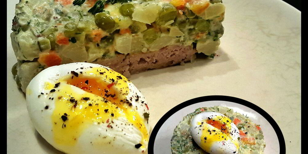 Рецепт оливье на мясной подушке