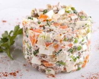 Оливье с шампиньонами