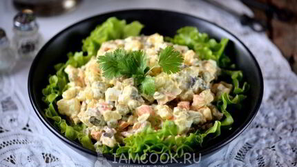 Салат Оливье без мяса и колбасы