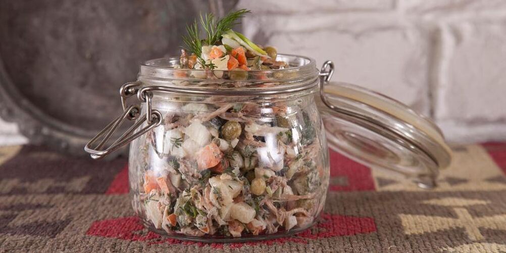 Рецепт салата оливье с говядиной