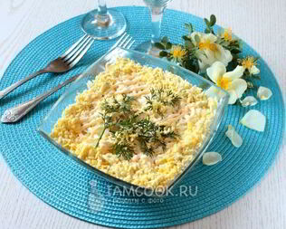 Салат Мимоза с сайрой