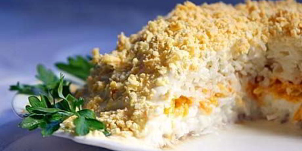 Рецепт салата мимоза с сыром и маслом