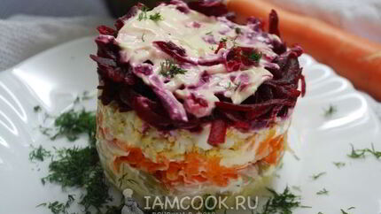 Салат Под Шубой с солеными огурцами